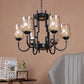 JS-VP S-362-6LP Multi-Arm Chandelier 6xE27 Mild Steel & Glass Material Brown,Gold & Golden Finish