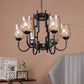 JS-VP S-362-6LP Multi-Arm Chandelier 6xE27 Mild Steel & Glass Material Brown,Gold & Golden Finish