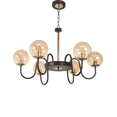 JS-VP S-372-6LP Modern Chandeliers 6xE27 Mild Steel, Creamic & Glass Material Brown,Gold & Champaign Finish
