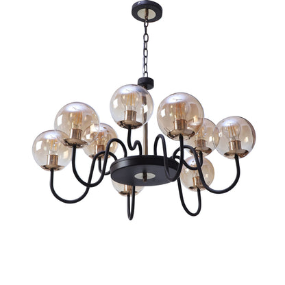 JS-VP S-372-9LP Modern Chandeliers 6xE27 Mild Steel, Creamic & Glass Material Brown,Gold & Champaign Finish