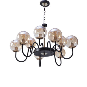 JS-VP S-372-9LP Modern Chandeliers 6xE27 Mild Steel, Creamic & Glass Material Brown,Gold & Champaign Finish