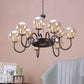 JS-VP S-372-9LP Modern Chandeliers 6xE27 Mild Steel, Creamic & Glass Material Brown,Gold & Champaign Finish