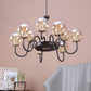 JS-VP S-372-9LP Modern Chandeliers 6xE27 Mild Steel, Creamic & Glass Material Brown,Gold & Champaign Finish
