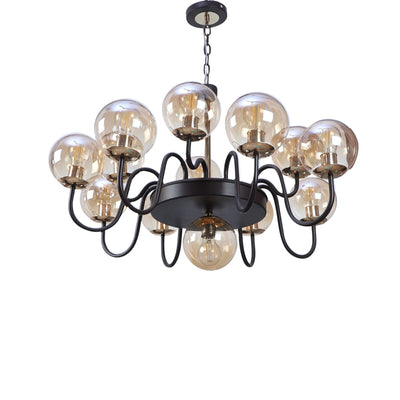 JS-VP S-372-13LP Modern Chandeliers 13xE27 Mild Steel & Glass Material Brown, Gold & Champaign Finish