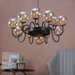 JS-VP S-372-13LP Modern Chandeliers 13xE27 Mild Steel & Glass Material Brown, Gold & Champaign Finish