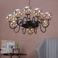 JS-VP S-372-13LP Modern Chandeliers 13xE27 Mild Steel & Glass Material Brown, Gold & Champaign Finish