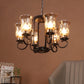 JS-VP S-369-6LP Multi-Arm Chandelier 6xE27 Mild Steel & Glass Material Brown,Gold & Golden Finish