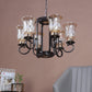 JS-VP S-369-6LP Multi-Arm Chandelier 6xE27 Mild Steel & Glass Material Brown,Gold & Golden Finish