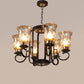 JS-VP S-369-6LP Multi-Arm Chandelier 6xE27 Mild Steel & Glass Material Brown,Gold & Golden Finish