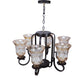 JS-VP S-369-6LP Multi-Arm Chandelier 6xE27 Mild Steel & Glass Material Brown,Gold & Golden Finish