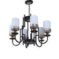 JS-VP S-368-6LP Multi-Arm Chandelier 6xE27 Mild Steel & Glass Material Brown,Gold & White Finish