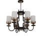 JS-VP S-368-6LP Multi-Arm Chandelier 6xE27 Mild Steel & Glass Material Brown,Gold & White Finish