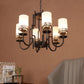 JS-VP S-368-6LP Multi-Arm Chandelier 6xE27 Mild Steel & Glass Material Brown,Gold & White Finish