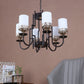 JS-VP S-368-6LP Multi-Arm Chandelier 6xE27 Mild Steel & Glass Material Brown,Gold & White Finish