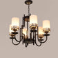JS-VP S-368-6LP Multi-Arm Chandelier 6xE27 Mild Steel & Glass Material Brown,Gold & White Finish