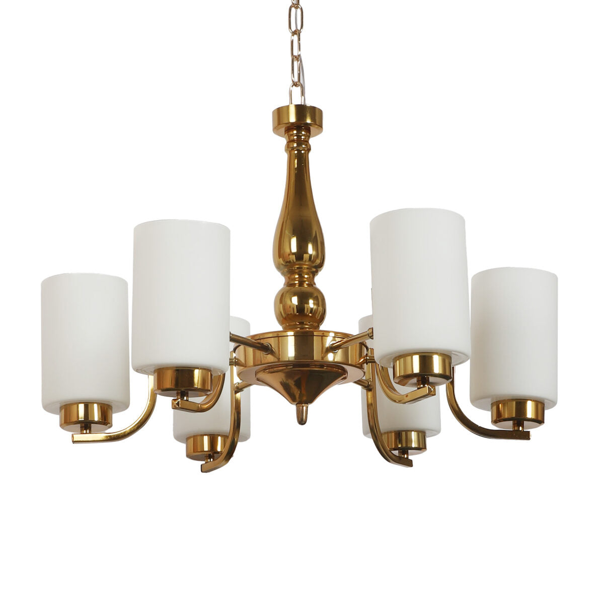 JS-VP S-165-6LP-U Modern Chandeliers 6xE27 Mild Steel & Glass Material Gold & White Finish
