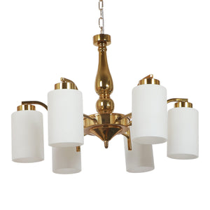 JS-VP S-165-6LP-D Modern Chandeliers 6xE27 Mild Steel & Glass Material Gold & White Finish