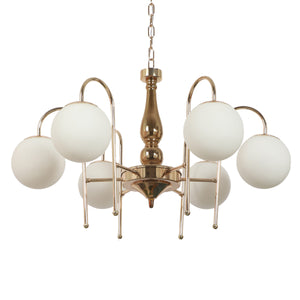 JS-VP S-267-6LP Modern Chandeliers 6xE27 Mild Steel & Glass Material Gold & White Finish
