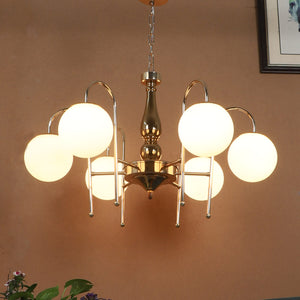 JS-VP M-225-11LP Rectangular Hanging Lights 11xE27 Mild Steel & Glass Material Antique Gold & White Finish