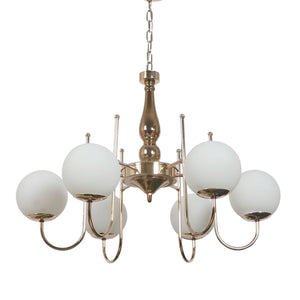 JS-VP S-290-6LP Glass Ball Chandeliers 6xE27 Mild Steel & Glass Material Gold & White Finish