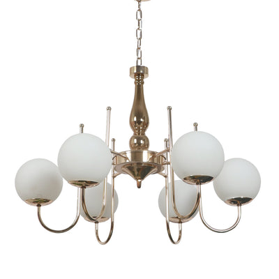 JS-VP S-290-6LP Glass Ball Chandeliers 6xE27 Mild Steel & Glass Material Gold & White Finish
