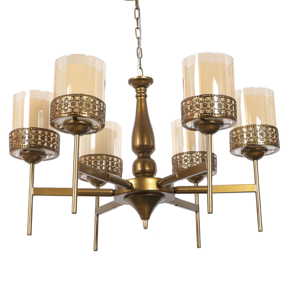 JS-VP S-295-6LP Modern Chandeliers 6xE27 Mild Steel & Glass Material Antique & Champaign Finish