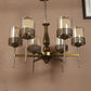 JS-VP M-215-3LP Cluster hanging Lights 3xE27 Mild Steel, Wood & Glass Material Antique, Brown & Smoky Black Finish