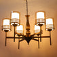 JS-VP M-215-3LP Cluster hanging Lights 3xE27 Mild Steel, Wood & Glass Material Antique, Brown & Smoky Black Finish