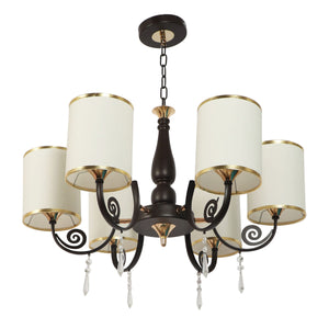 JS-VP S-420-6LP Modern Chandeliers 6xE27 Mild Steel & Glass Material Brown & White Finish