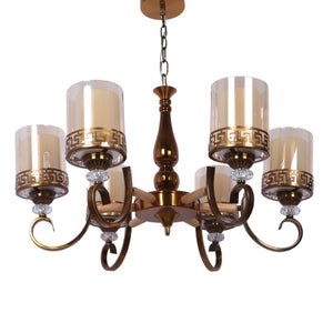 JS-VP S-4540-6LP Modern Chandeliers 6xE27 Mild Steel & Glass Material Antique Gold & Gold Finish