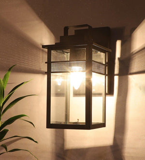 ELIANTE Black Iron Outdoor Wall Light - CRYSTAL- WL
