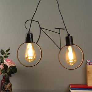 Black Metal Hanging Light - CYCLE-HL-2-PATTI - Included Bulb