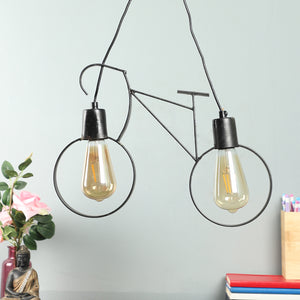 Black Metal Hanging Light - CYCLE-HL-2-PATTI - Included Bulb