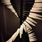 Black Rod & Frosted Glass Pinwheel Chandelier – A Sculptural Statement for Double-Height Interiors