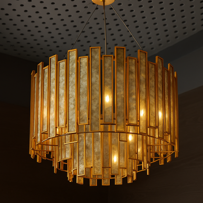 Golden Prism Glass Chandelier – Luxury Art Deco Statement Lighting