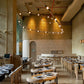 Honey Bead Wood & Glass Serpentine Chandelier – A Flowing Statement for Dining Spaces