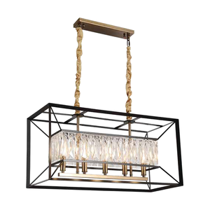 JS-SBL DF-09-055 Black & Antique Brass Rectangular Chandeliers