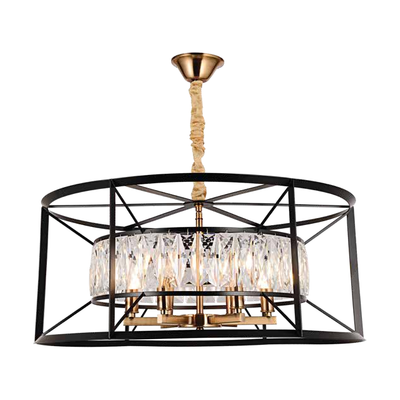 JS-SBL DF-09-056 Black & Antique Brass Rectangular Chandeliers