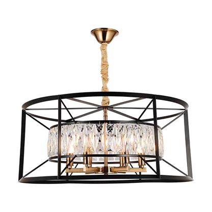 JS-SBL DF-09-056 Black & Antique Brass Rectangular Chandeliers