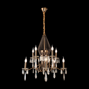 JS-SBL DF-09-057 Matt Gold & Smoke Glass Candle Arm Chandeliers