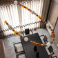 Amber Bead Wood & Glass Loop Chandelier – A Sculptural Statement for Double-Height Dining