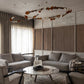 Toffee Bead Wood & Glass Swirl Chandelier – A Warm Statement for Living Spaces