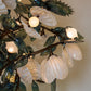 Teal Pearl Glass Bloom Chandelier - hand-blown glass leaf and bloom detail