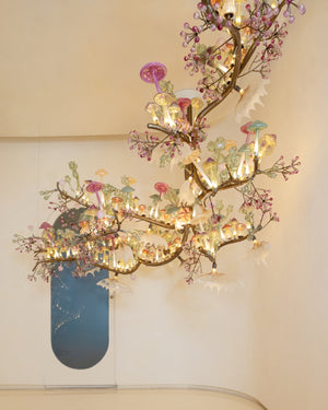 Whimsical Toadstool Glass Branch Chandelier – A Statement Piece for Feature Corners