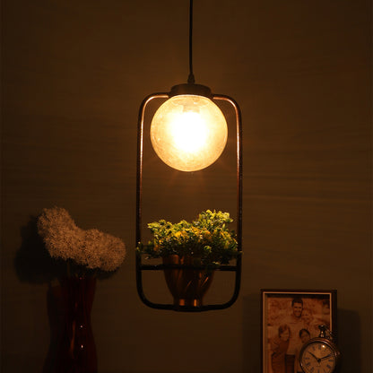 Black Metal Hanging Light - FLOWER-HL - Included Bulb