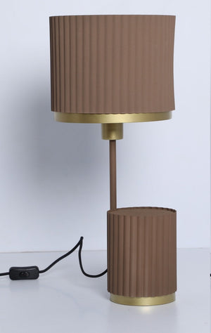 JS-GL-0046-T BR - Texture Brown & Gold Metal Modern Table Lamp