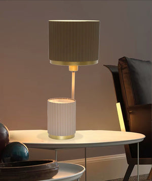 JS-GL-0046-T BR - Texture Brown & Gold Metal Modern Table Lamp