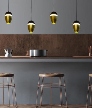JS-GL-013-1 - Antique Brass & Black Metal & Acrylic Led Hanging Light
