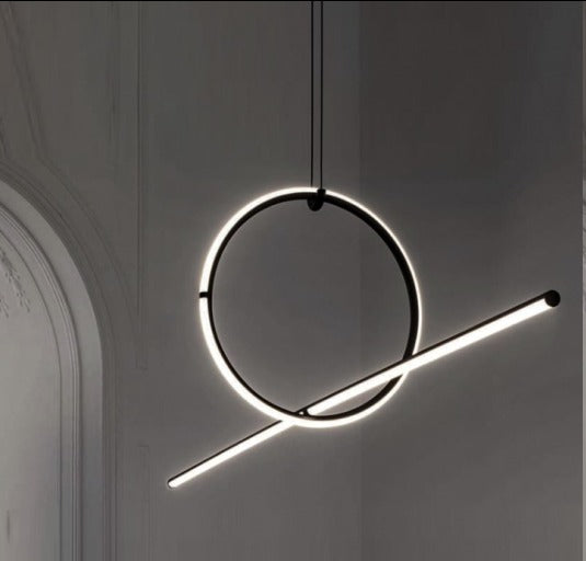 JS-GL-1008-1 - BLACK METAL & ACRYLIC Modern Hanging Light