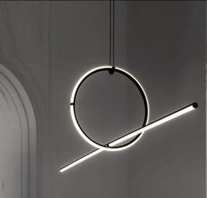 JS-GL-1008-1 - BLACK METAL & ACRYLIC Modern Hanging Light